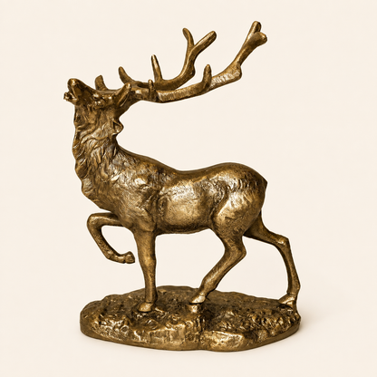 Antique Brass Stag Sculpture