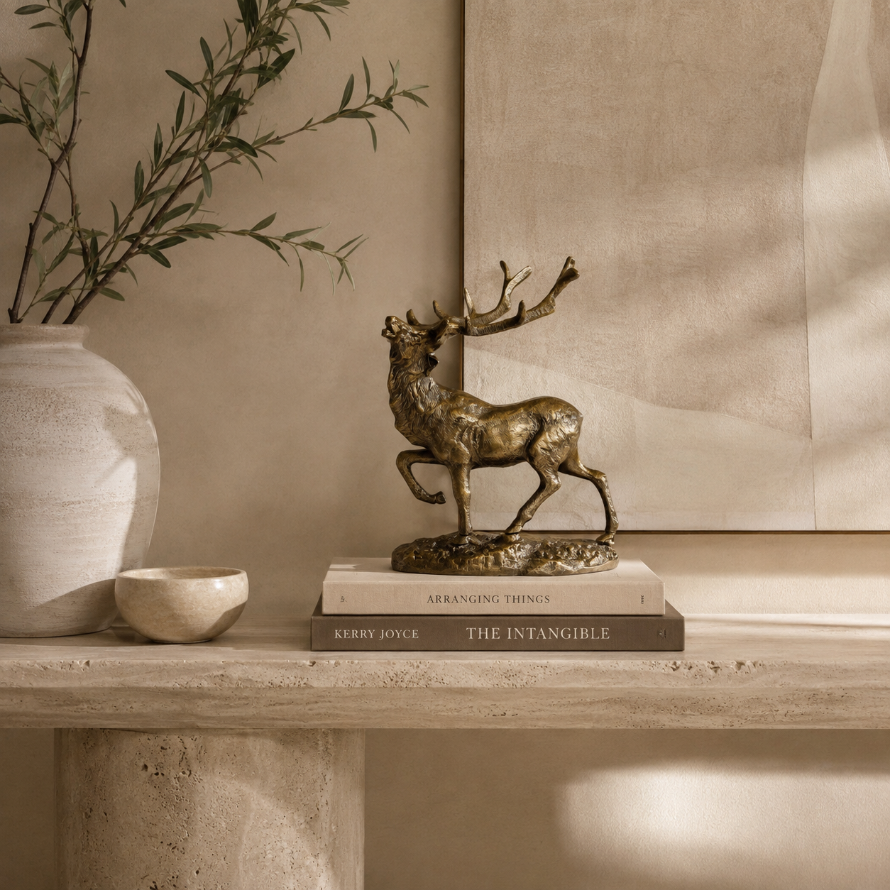 Antique Brass Stag Sculpture