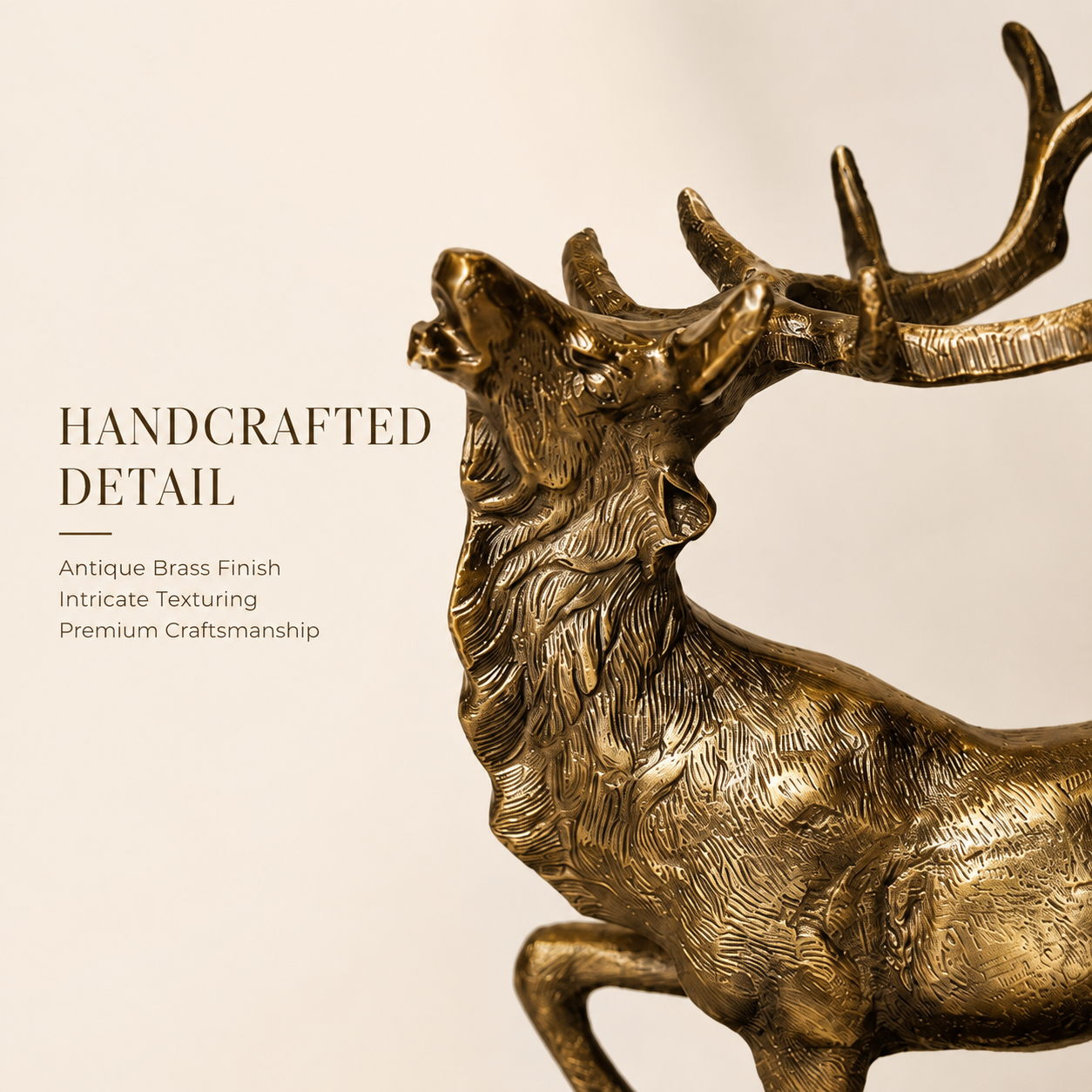 Antique Brass Stag Sculpture