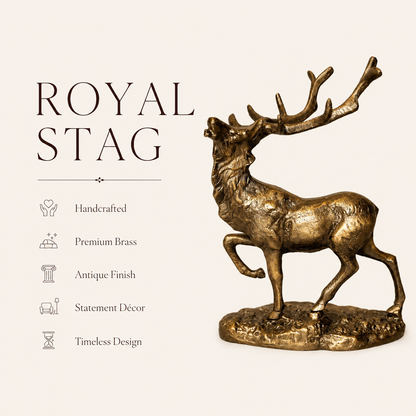 Antique Brass Stag Sculpture