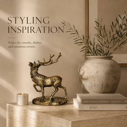 Antique Brass Stag Sculpture