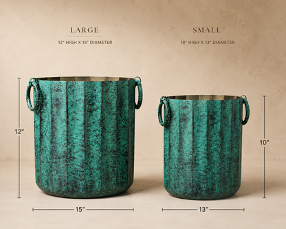 Patina Ribbed Indoor Planter