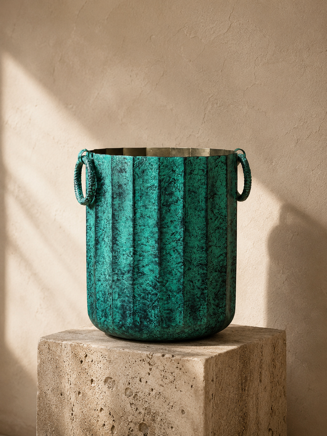 Patina Ribbed Indoor Planter