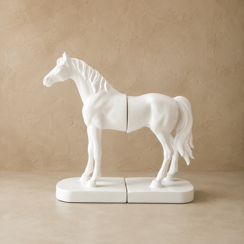 Sculpted White Horse Bookend