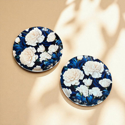 White Peony Ceramic Wall Plate – Two things with timeless appeal come together in this stunning ceramic decorative wall plate: carnations | INARA
