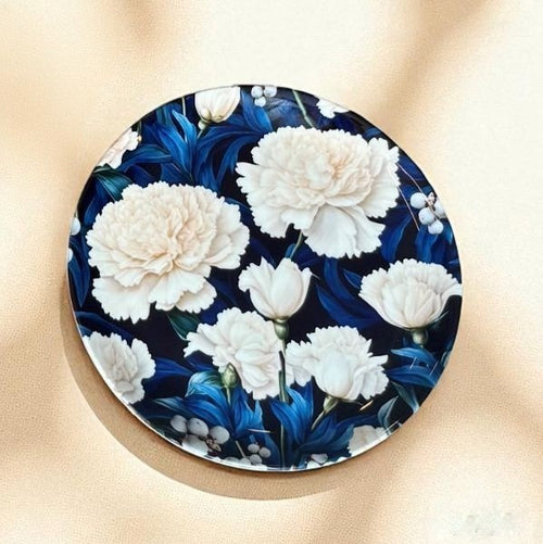 White Peony Ceramic Wall Plate