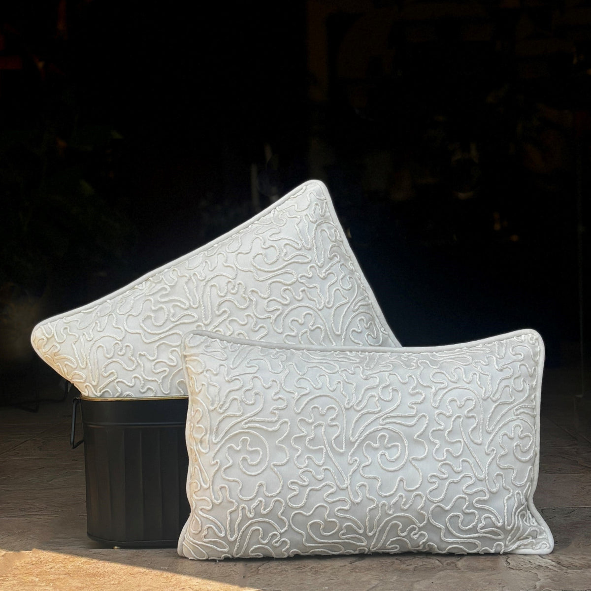 Modern White Velvet Cushion Cover 12 x 18 – size and scale reference | INARA