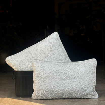 Modern White Velvet Cushion Cover 12 x 18 – size and scale reference | INARA