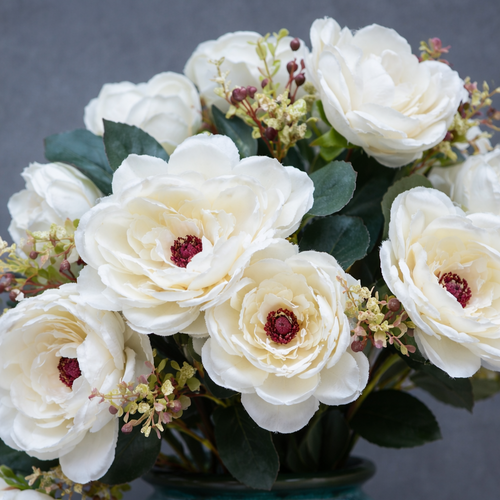 Artificial Wild Roses Flower Stem White