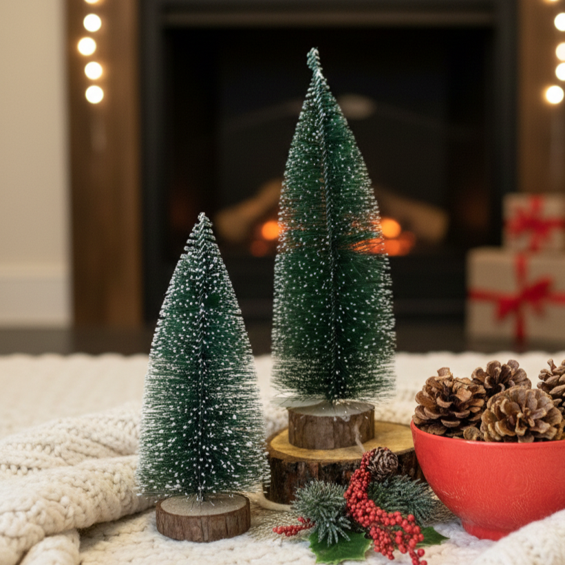 X'mas Tree With Wooden Base – decorative objects & figurines home decor piece | INARA