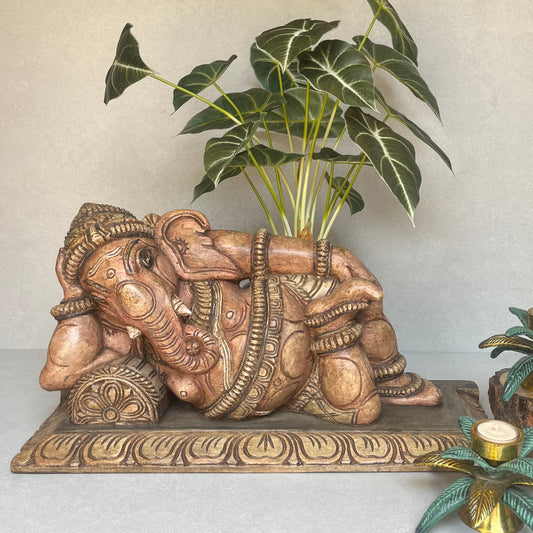 Reclining Wooden Ganesha-Right