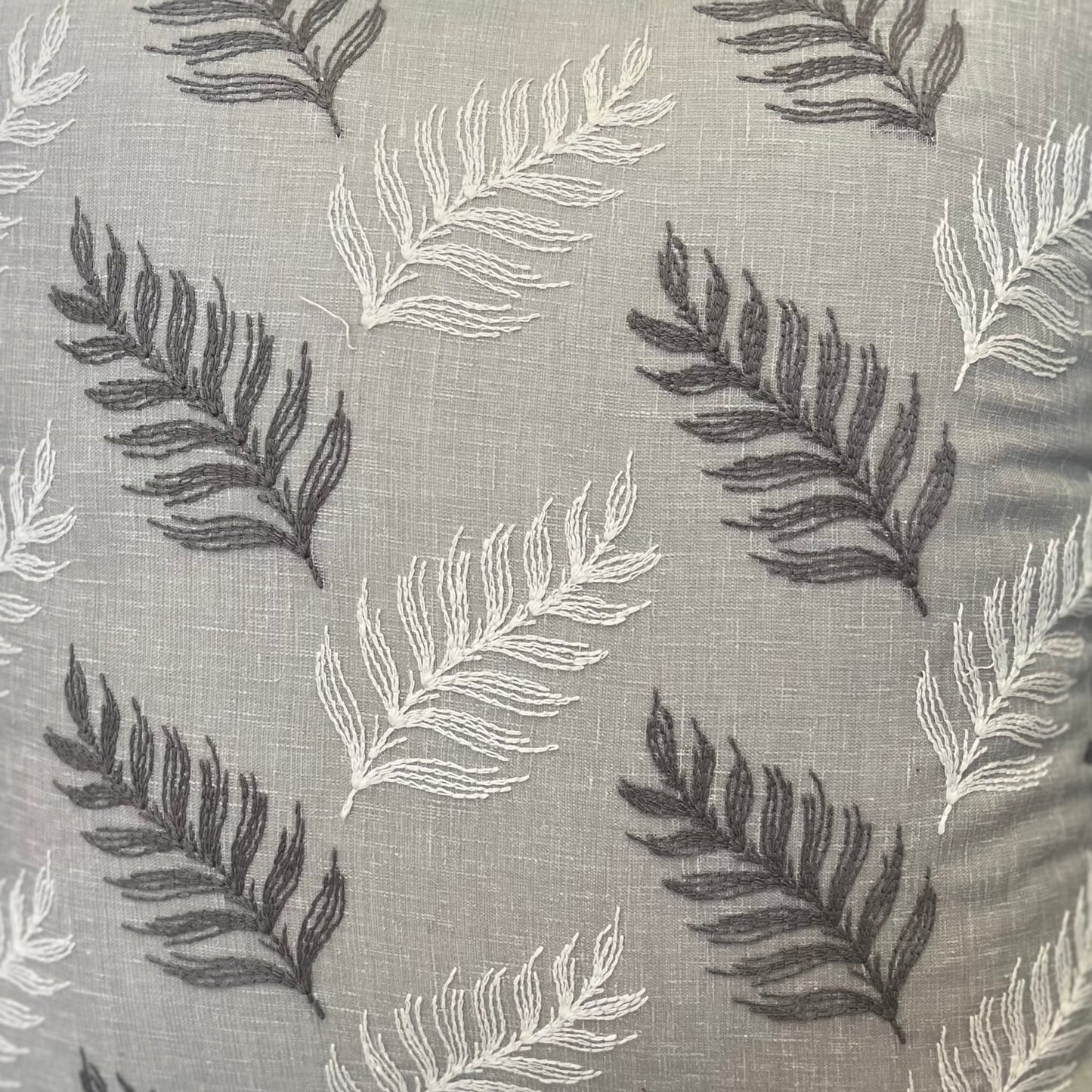 Grey & White Leaf Cushion Cover 18 x 18