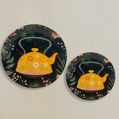 Yellow Kettle Ceramic Wall Plate