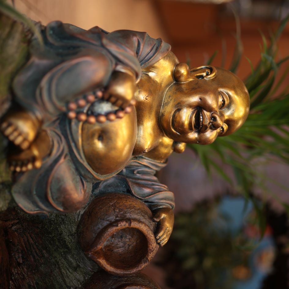 Brass Laughing Buddha Small Brown Antique Idol- 4.5