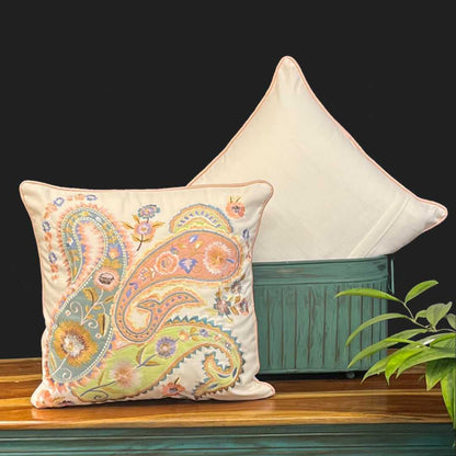cushion covers, sofa cushion covers, oriana cushion cover, cotton cushion cover, paisley cushion cover, white paisley cushion cover, beige paisley cushion cover, embroidery cushion cover, embroidery, cushion covers online , cushion cover 16 x 16, amazon cushion covers, morataara , decor kart, jaypore, nestasia, fabindia, goodearth, addresshome