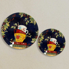 Blue Pile of cups Ceramic Wall Plate