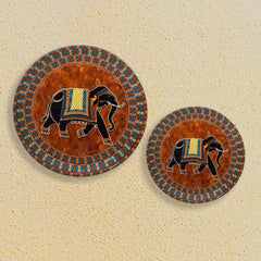 Elephant W/Border Ceramic Wall Plate