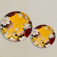 Yellow Floral Ceramic Wall Plate