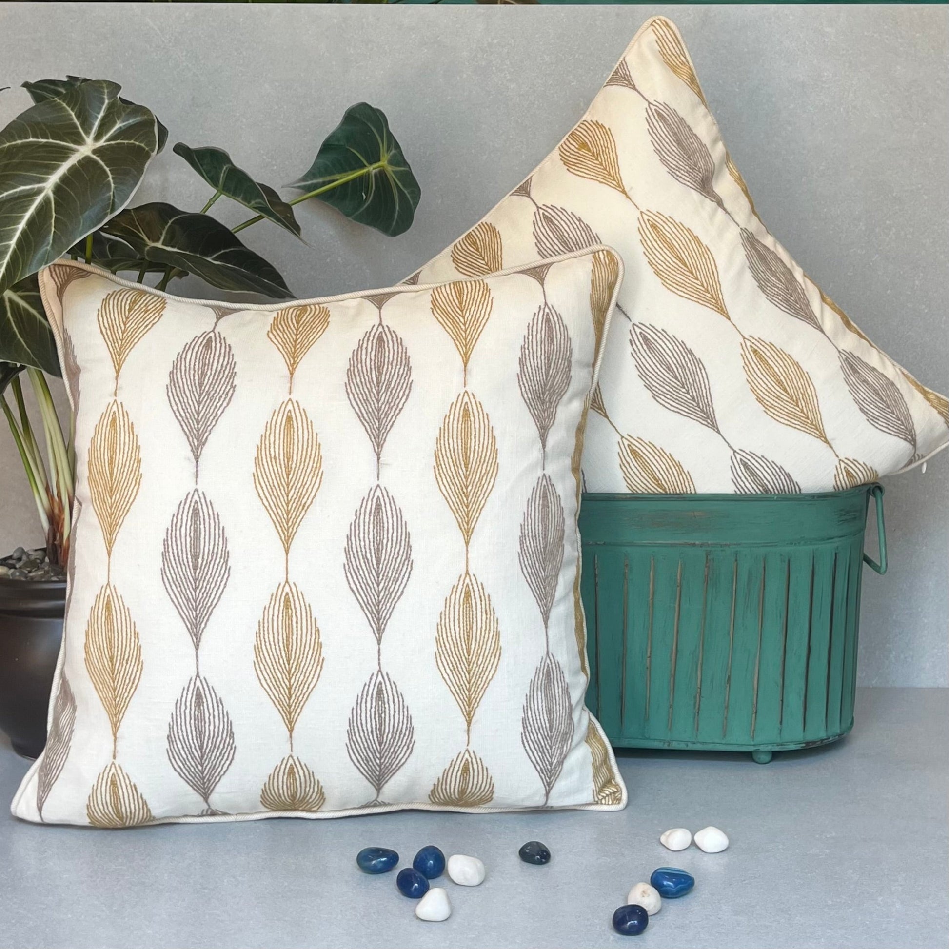 Autumn Bliss Yellow Cushion Cover 16 x 16 – size and scale reference | INARA