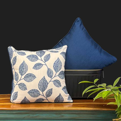 cushion covers, sofa cushion covers, cushion covers online , cushion cover 16x16,  embroidered cushion covers, amazon cushion covers, Blue leaf Cushion Cover, Leaf Cushion Cover, Cotton Cushion Cover morataara , decor kart, jaypore, nestasia, fabindia