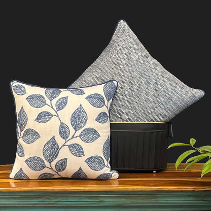 cushion covers, sofa cushion covers, cushion covers online , cushion cover 16x16,  embroidered cushion covers, amazon cushion covers, Blue leaf Cushion Cover, Leaf Cushion Cover, Cotton Cushion Cover morataara , decor kart, jaypore, nestasia, fabindia