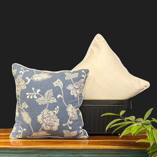 Blue Silk Thread Embrodery Cushion Cover 16 x 16