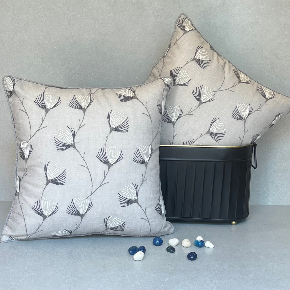 Crossweave Grey & White Cushion Cover 16 x 16 – alternate angle | INARA