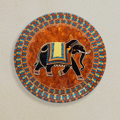 Elephant W/Border Ceramic Wall Plate