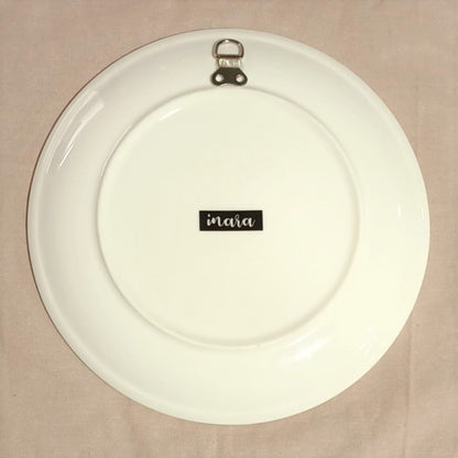 Elephant W/Border Ceramic Wall Plate – alternate angle | INARA