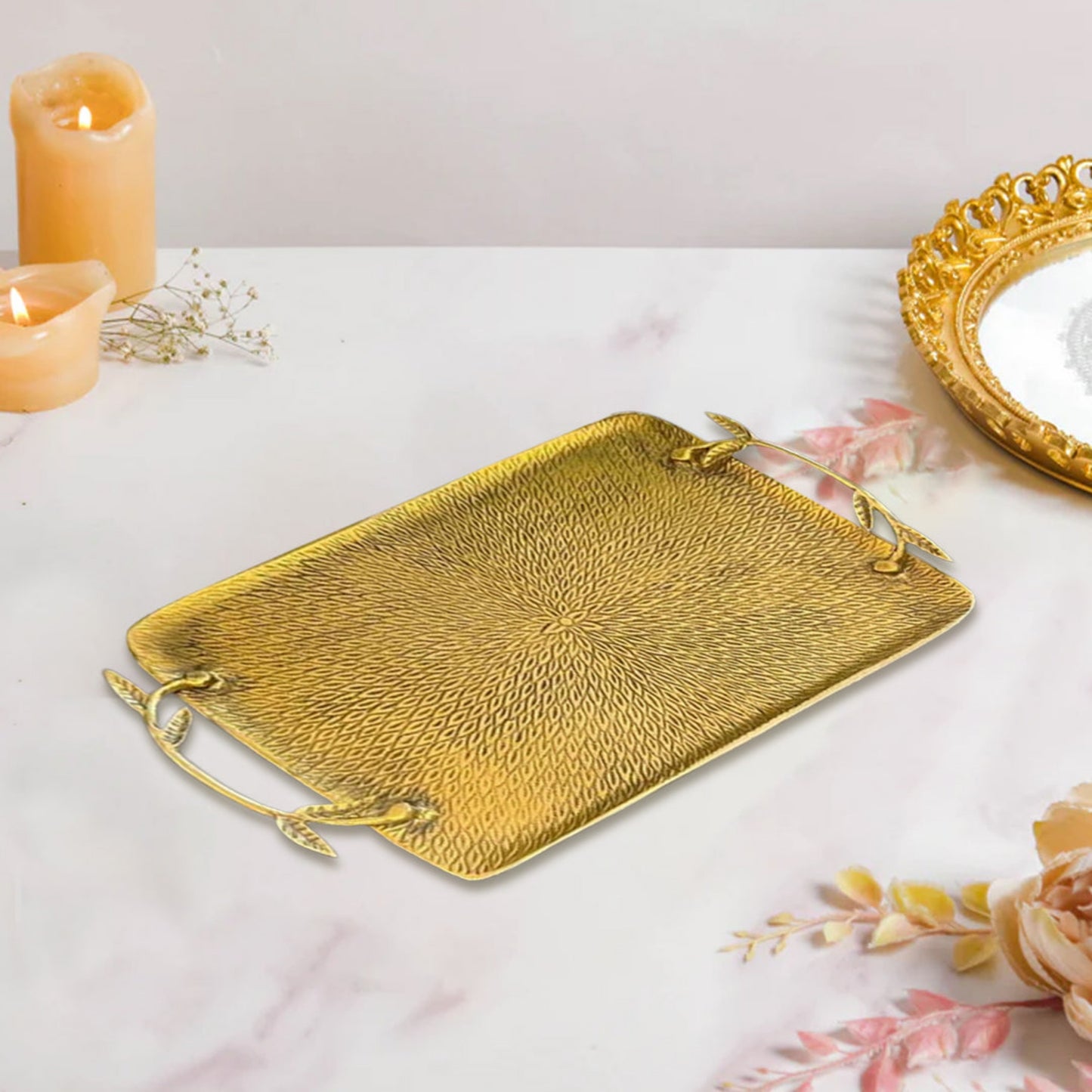Antique Gold Brass Tray