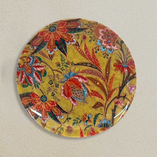 Mustard Floral Ceramic Wall Plate