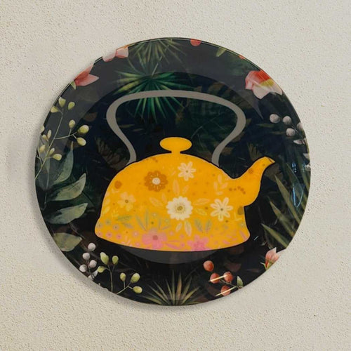 Yellow Kettle Ceramic Wall Plate